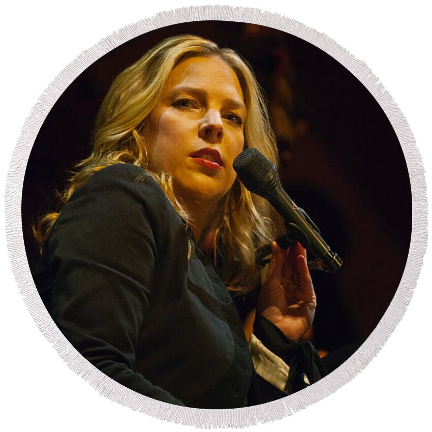 Vertical Round Beach Towel featuring the photograph Diana Krall by Craig Lovell