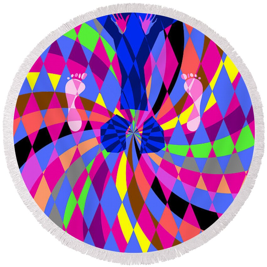 Colorful Round Beach Towel featuring the digital art Disco Luvin by Randall J Henrie