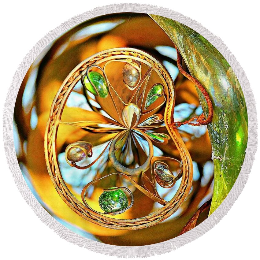 Glass Round Beach Towel featuring the photograph Divine Gems Orbital by Judy Palkimas