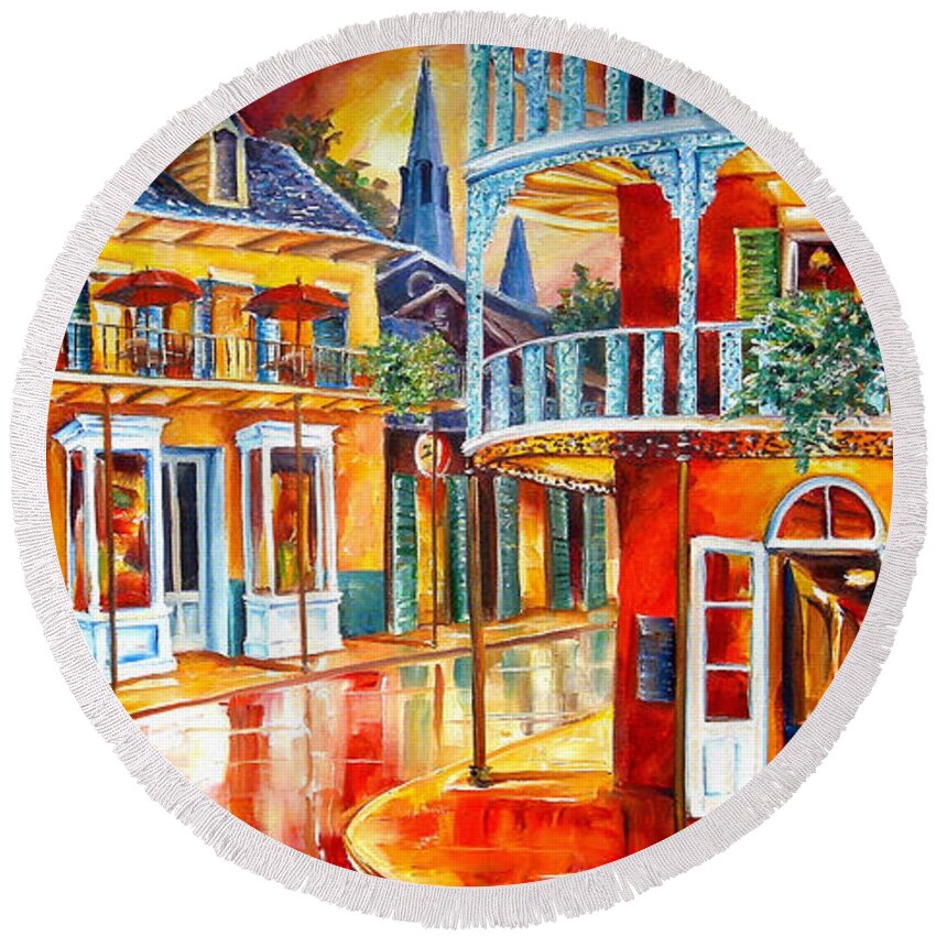 New Orleans Round Beach Towel featuring the painting Divine New Orleans by Diane Millsap
