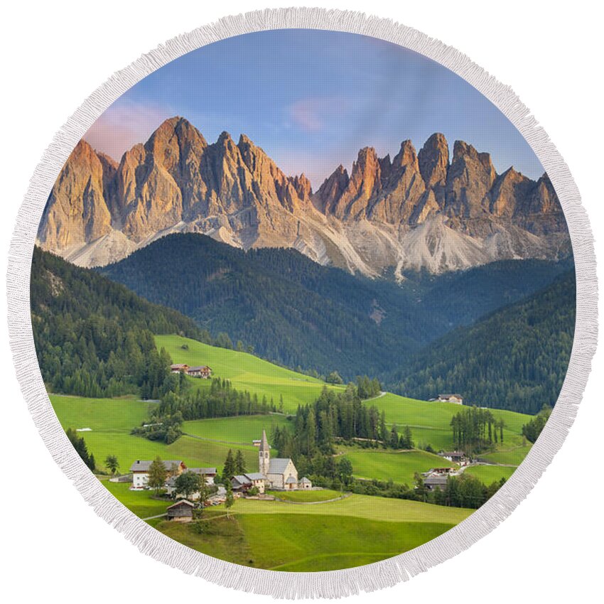 Dolomites Round Beach Towel featuring the photograph Dolomites from Val di Funes by Brian Jannsen
