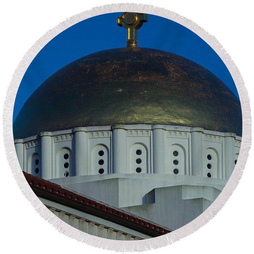 1948 Round Beach Towel featuring the photograph Dome at St Sophia by Ed Gleichman