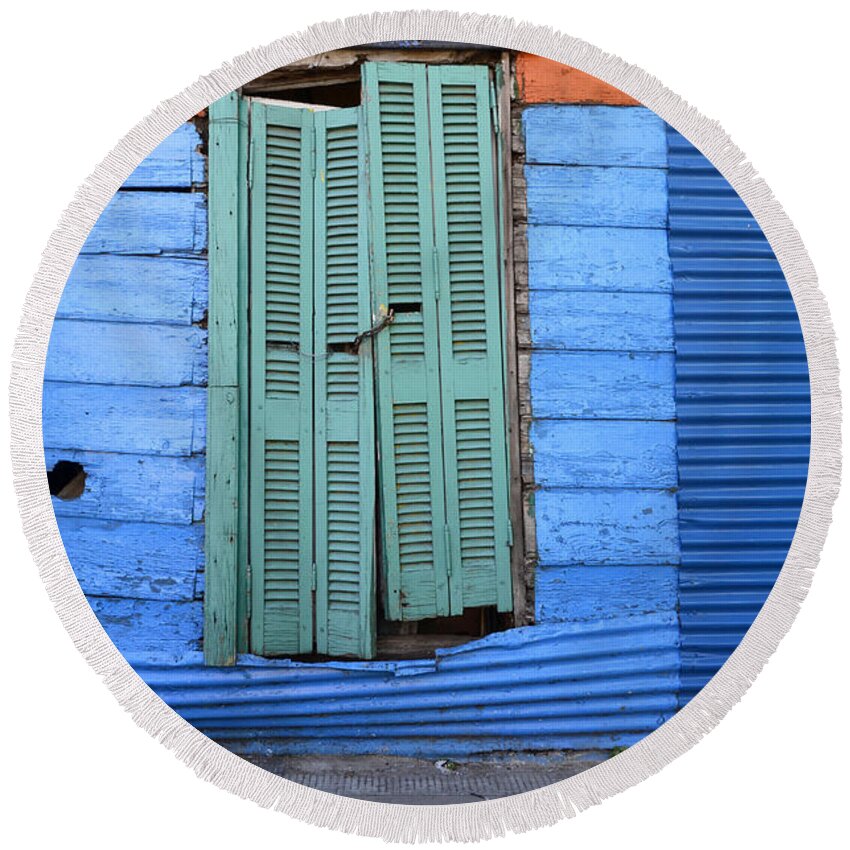 Door Round Beach Towel featuring the photograph Doors And Windows Buenos Aires 8 by Bob Christopher
