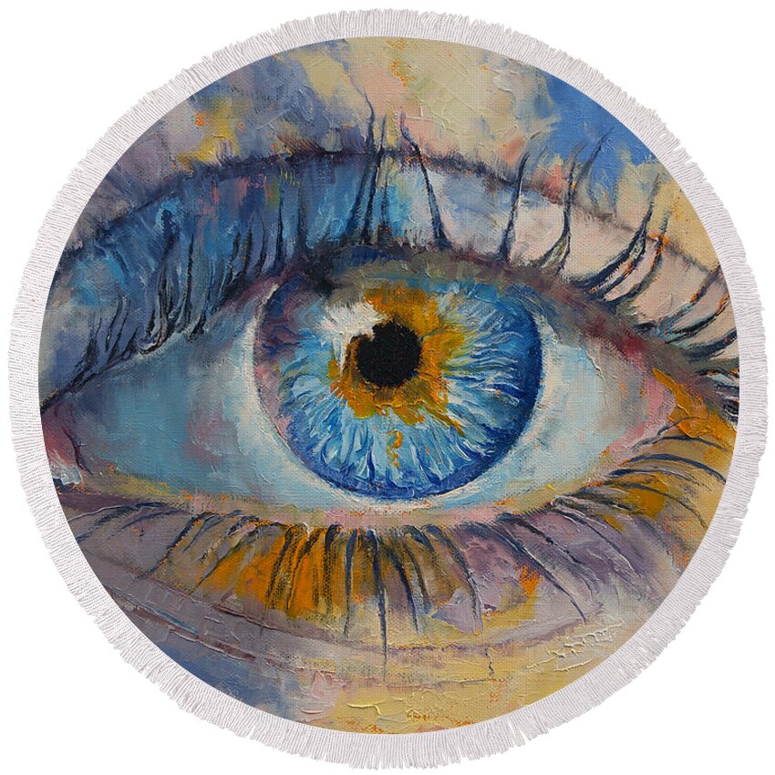 Michael Creese Round Beach Towel featuring the painting Eye by Michael Creese