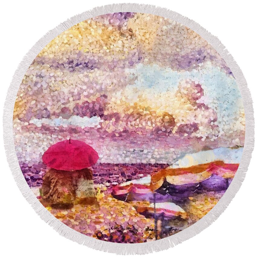 Dreamers Round Beach Towel featuring the painting Dreamers by Mo T