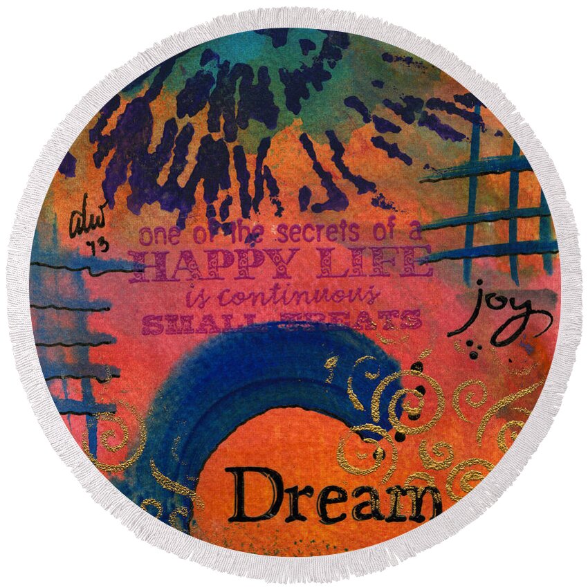 Acrylic Round Beach Towel featuring the painting Dreams of Joy by Angela L Walker