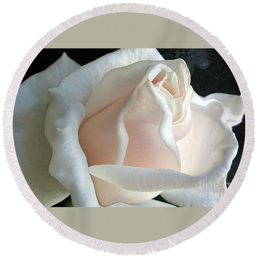 Rose Round Beach Towel featuring the photograph Dreamy White Rose by Vivian Martin