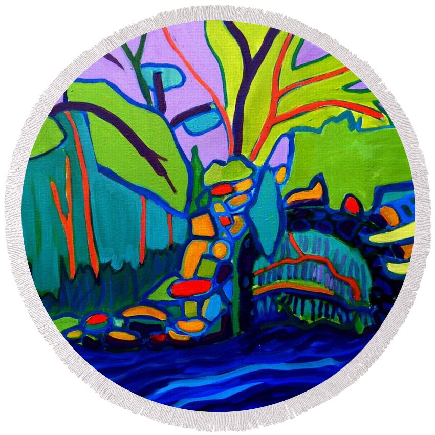 Landscape Round Beach Towel featuring the painting Drifting by Debra Bretton Robinson
