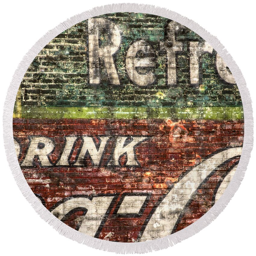 Building Round Beach Towel featuring the photograph Drink Coca-Cola 1 by Scott Norris