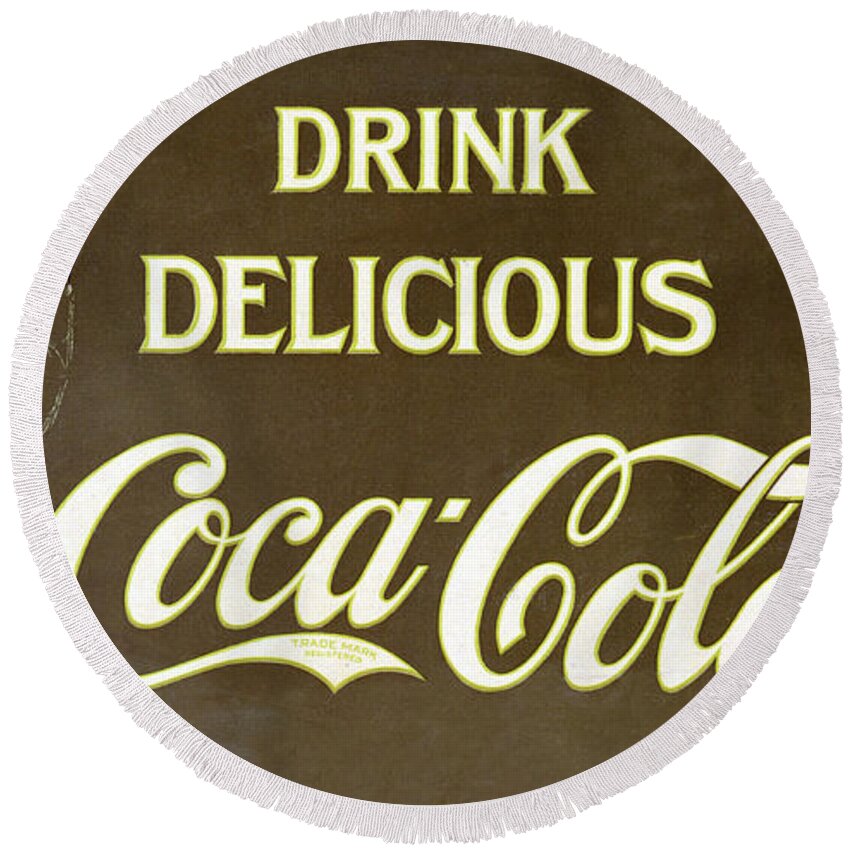 Coca Cola Round Beach Towel featuring the digital art Drink Delicious Coca Cola by Georgia Clare