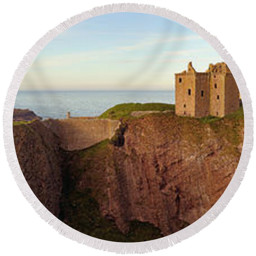 Castle Round Beach Towel featuring the photograph Dunnottar Castle by Grant Glendinning