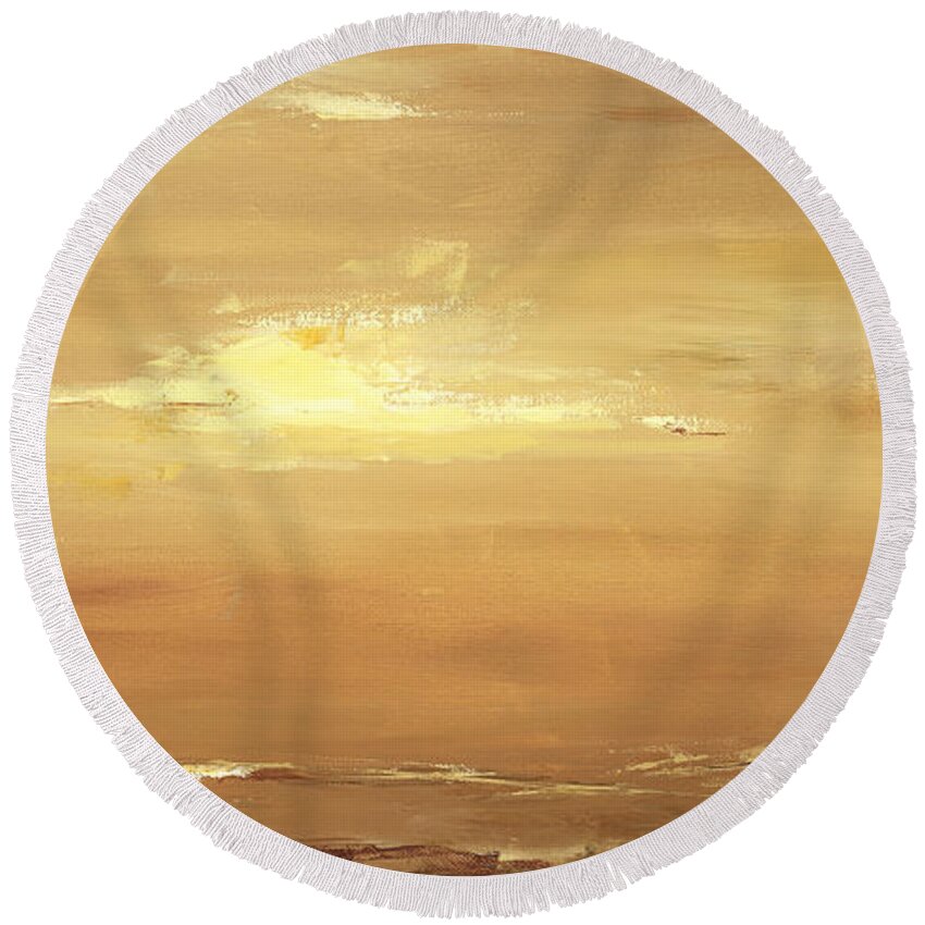 Costal Round Beach Towel featuring the painting Dusk by Tamara Nelson