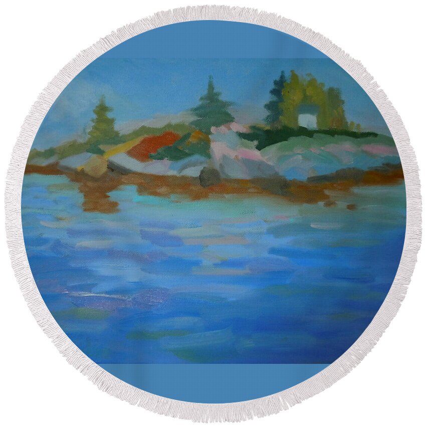Island Round Beach Towel featuring the painting Dyer Bay Island by Francine Frank