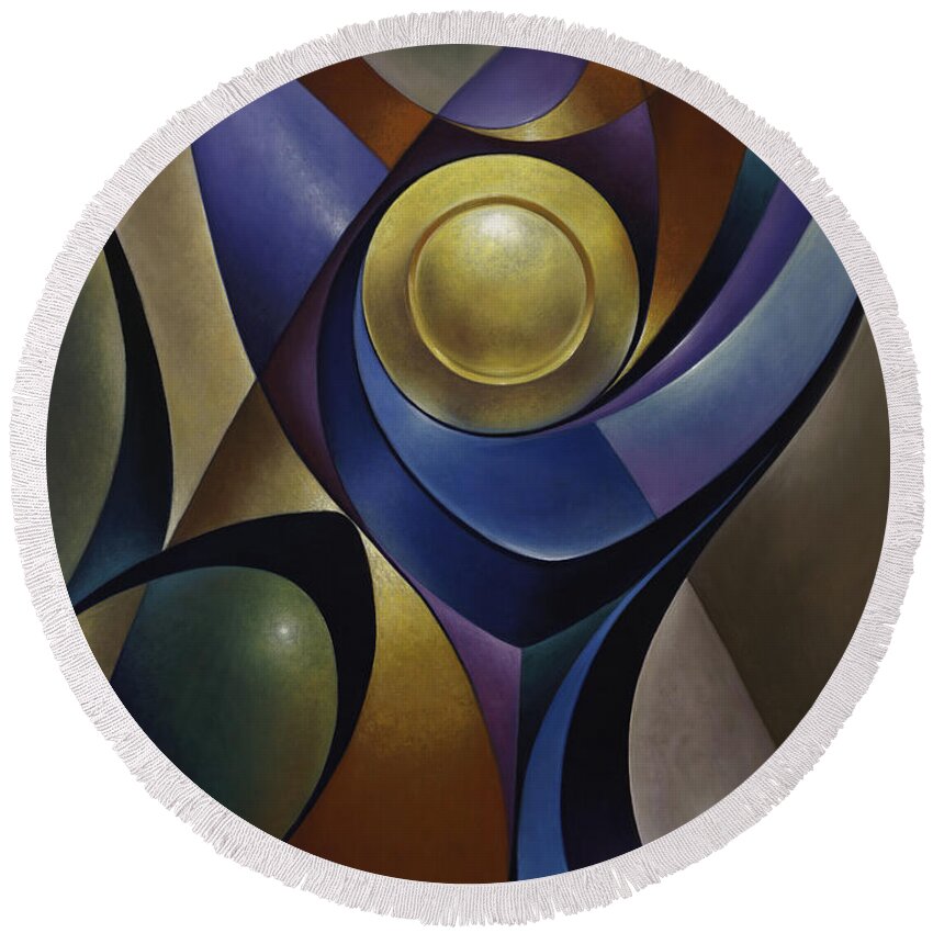 Stained-glass Round Beach Towel featuring the painting Dynamic Chalice by Ricardo Chavez-Mendez