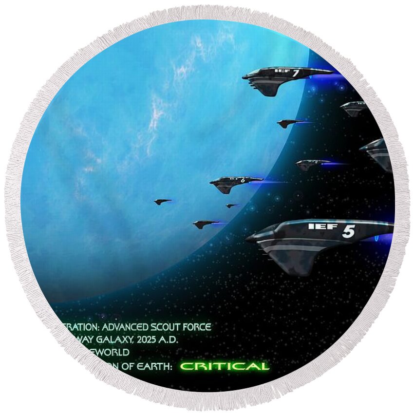 Space Round Beach Towel featuring the digital art Earth's Last Hope by John Wills