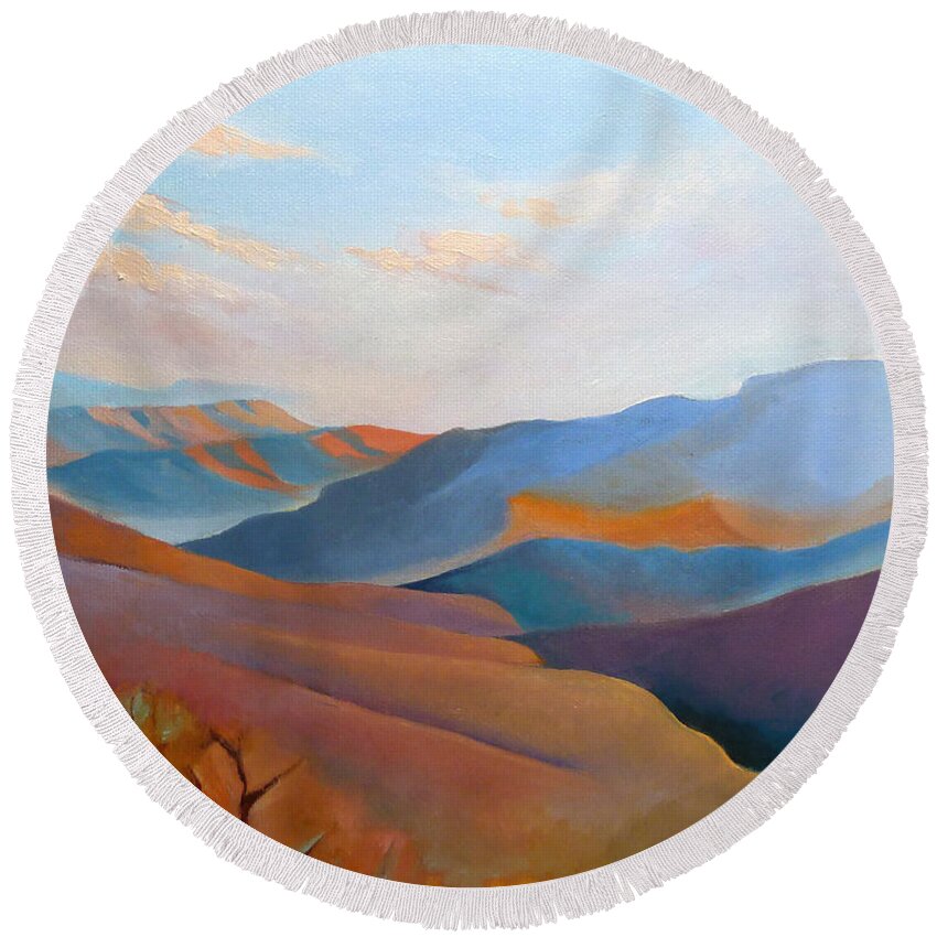 Mountains Round Beach Towel featuring the painting East Fall Blue Ridge No.3 by Catherine Twomey