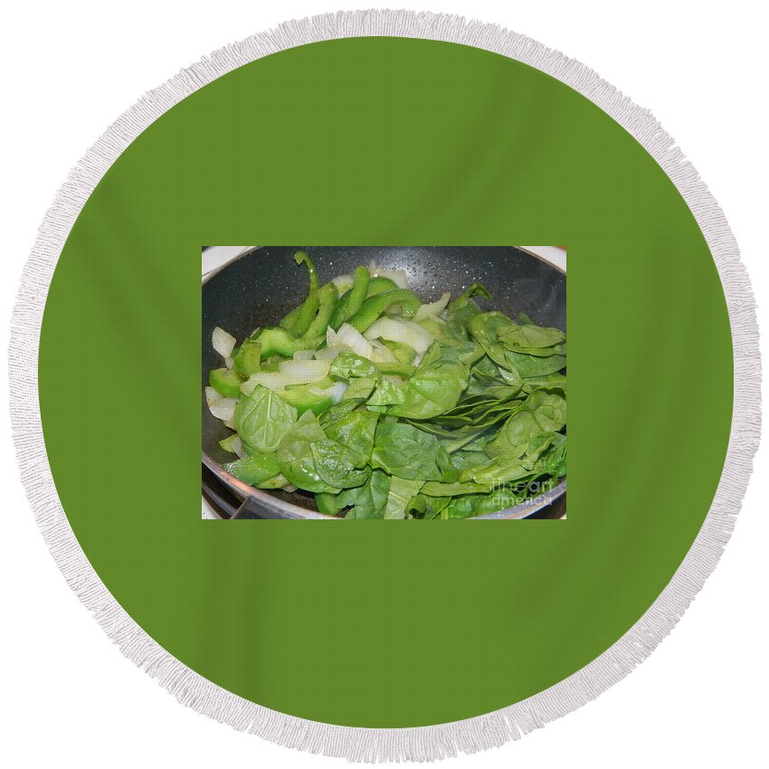 Eating Green Round Beach Towel featuring the photograph Eating Green by Emmy Vickers
