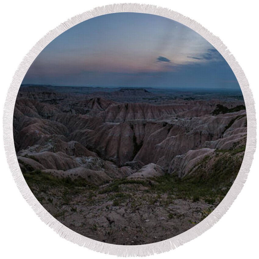 Badlands Round Beach Towel featuring the photograph Edge of the World by Aaron J Groen