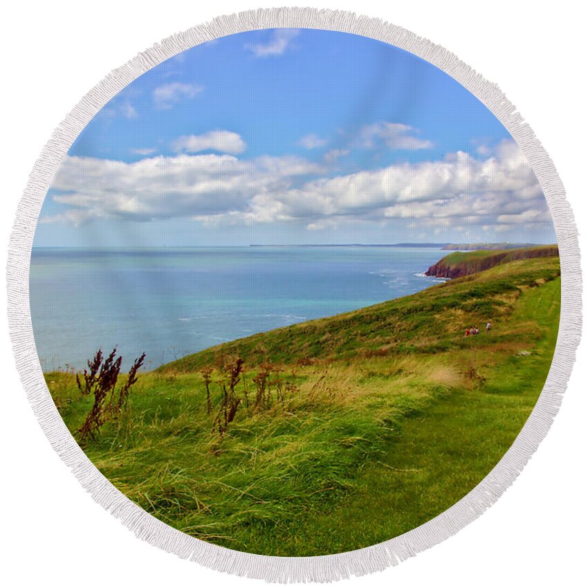 Tenby Round Beach Towel featuring the photograph Edge of the World by Jeremy Hayden