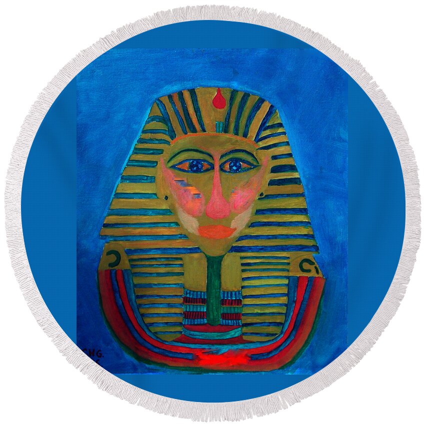 Colette Round Beach Towel featuring the painting Egypt Ancient by Colette V Hera Guggenheim