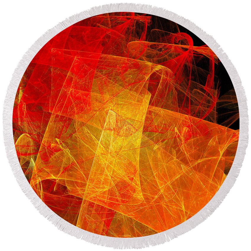 Andee Design Abstract Round Beach Towel featuring the digital art Elegance Of The Sun by Andee Design