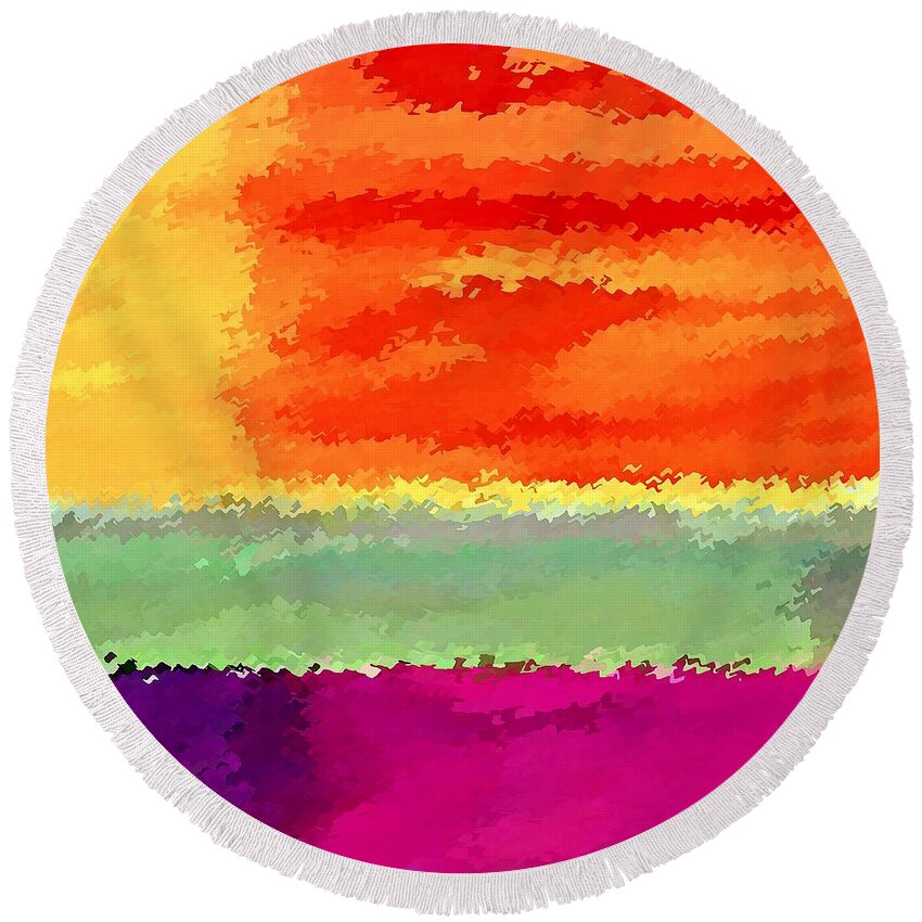 Orange Round Beach Towel featuring the digital art Elements by David Manlove