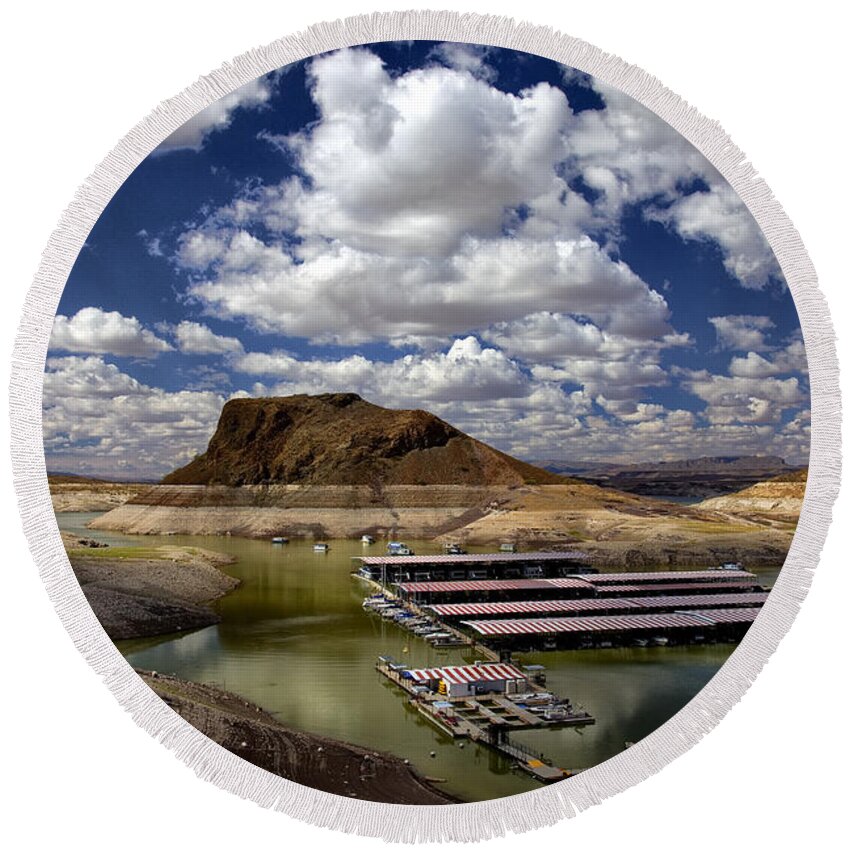 New Mexico Round Beach Towel featuring the photograph Elephant Butte Lake View by Diana Powell