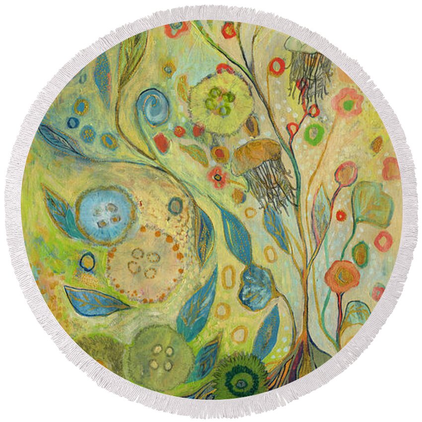 Underwater Round Beach Towel featuring the painting Embracing the Journey by Jennifer Lommers