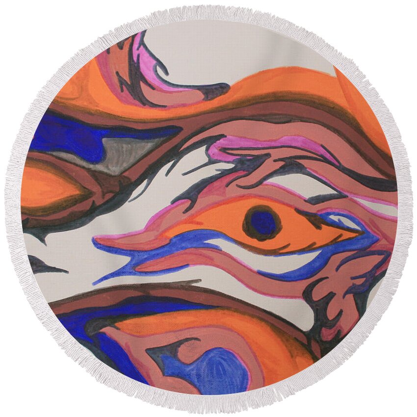Abstract Round Beach Towel featuring the photograph En Formation by Mary Mikawoz