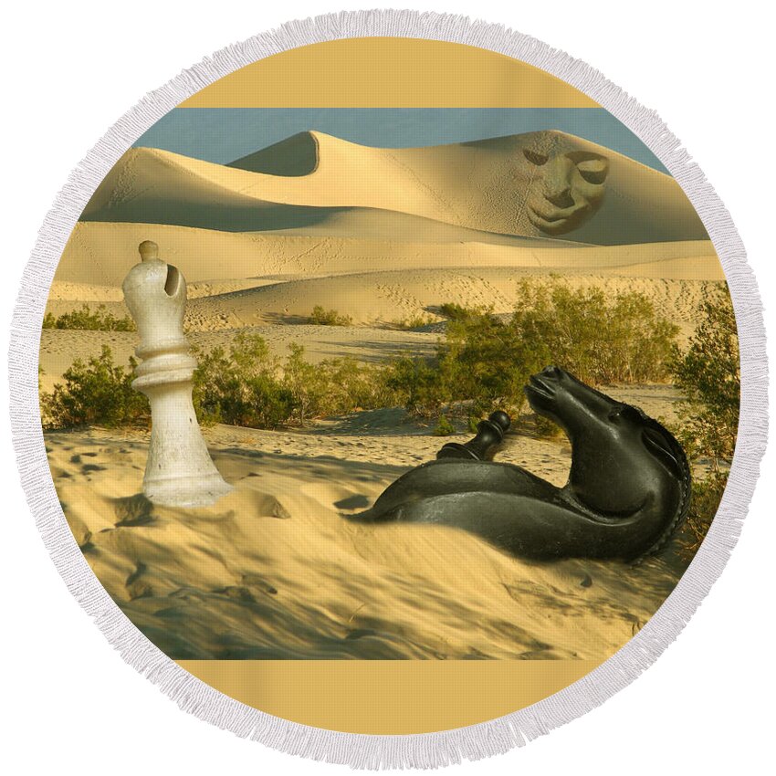 Chess Round Beach Towel featuring the digital art Endgame by Lisa Yount