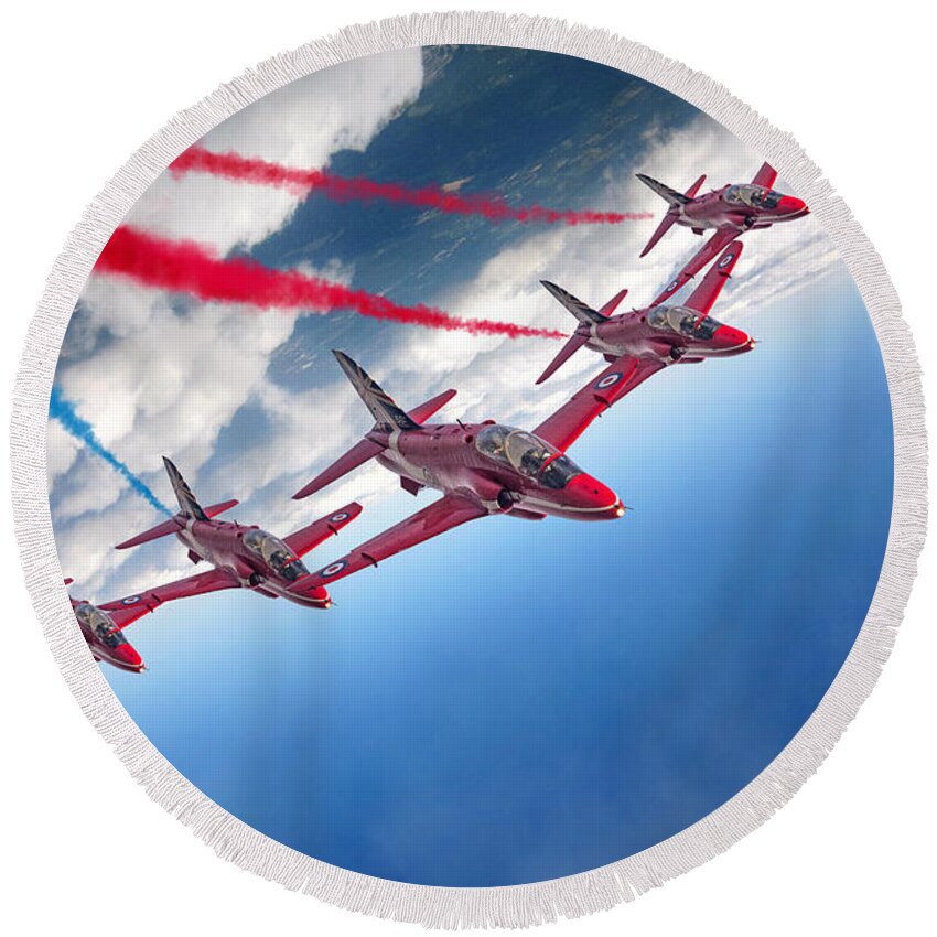 Red Arrows Round Beach Towel featuring the digital art Enid by Airpower Art