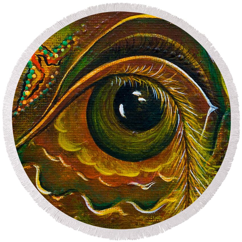 Third Eye Painting Round Beach Towel featuring the painting Enigma Spirit Eye by Deborha Kerr