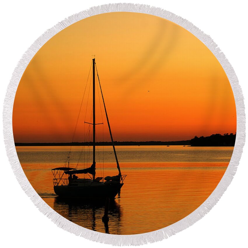 Sunset Round Beach Towel featuring the photograph Enjoy The Moment 01 by Aimelle Ml