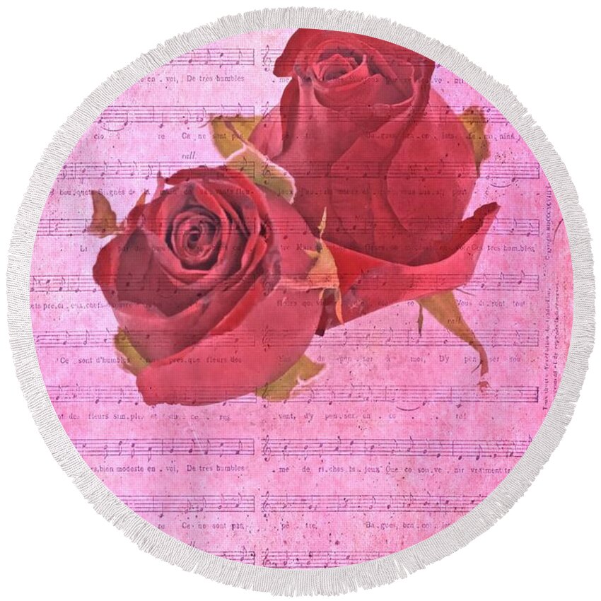 Rose Round Beach Towel featuring the photograph Envoi De Fleurs Roses by David Birchall