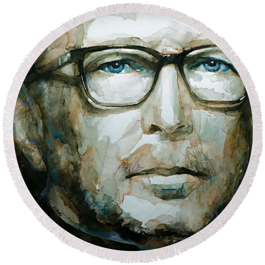 Eric Clapton Round Beach Towel featuring the painting Eric Clapton watercolor by Laur Iduc