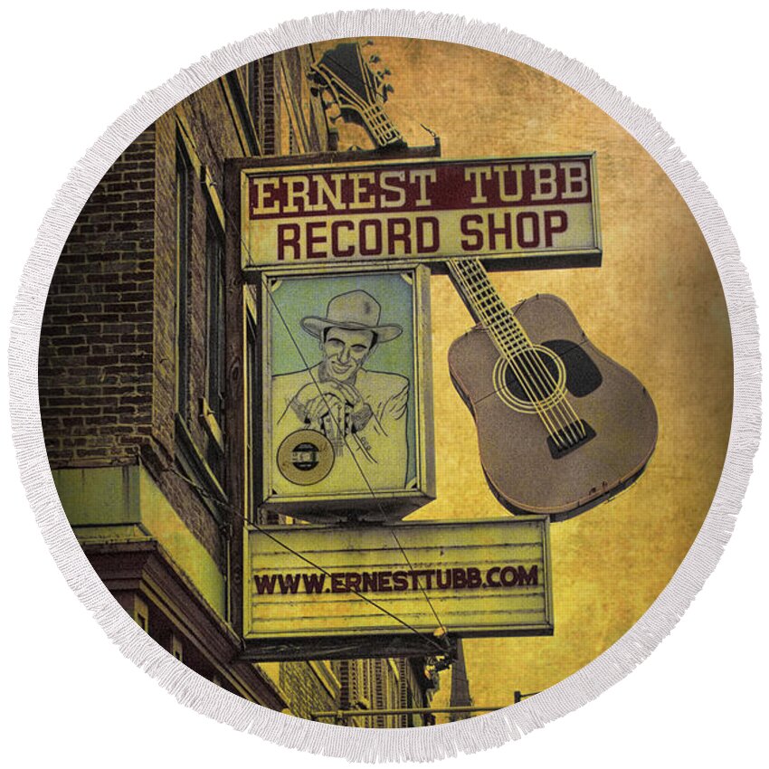 Art Round Beach Towel featuring the photograph Ernest Tubb's Record Shop by Randall Nyhof