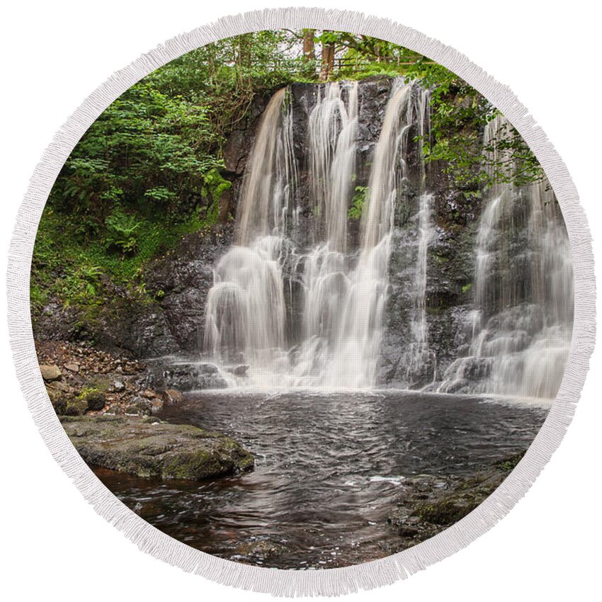 Glenariff Round Beach Towel featuring the photograph Ess-Na-Crub - Glenariff by Nigel R Bell