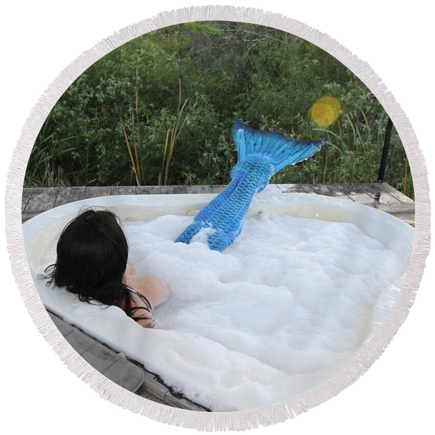 Everglades City Mermaid Round Beach Towel featuring the photograph Everglades City Florida Mermaid 017 by Lucky Cole