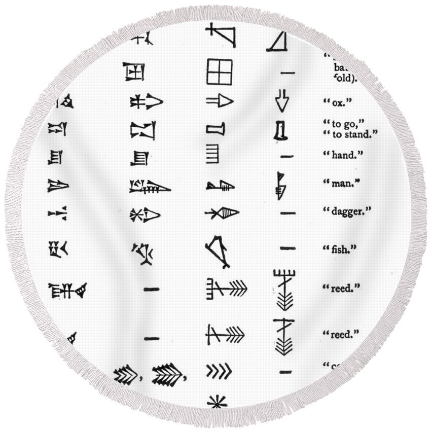Chirography Round Beach Towel featuring the photograph Evolution Of Akkadian Cuneiforms by Science Source