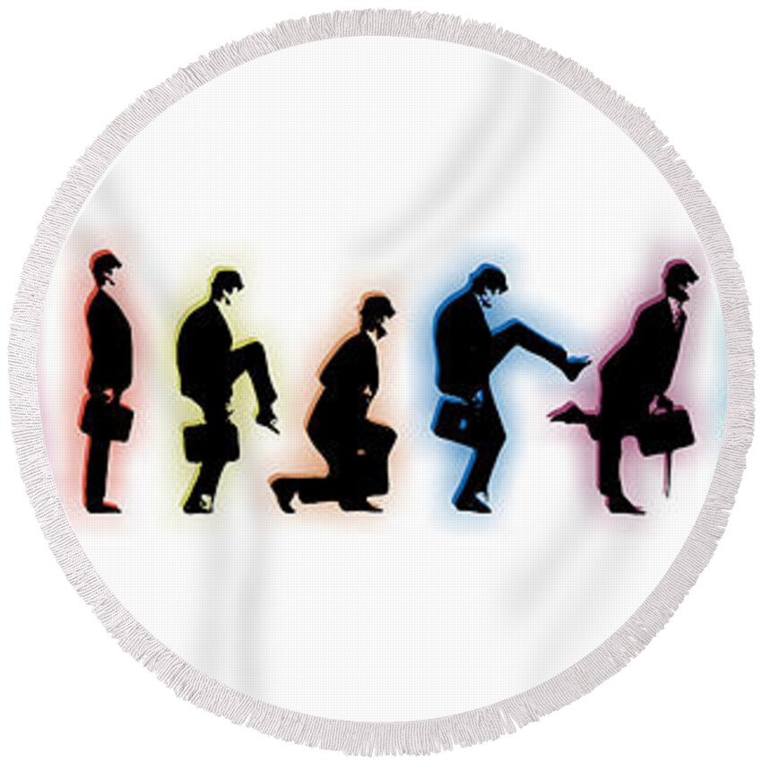 Man Round Beach Towel featuring the painting Evolution by Tony Rubino