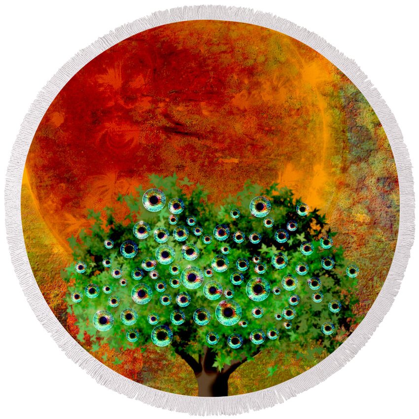 Apple Tree Round Beach Towel featuring the painting Eye Like Apples by Ally White