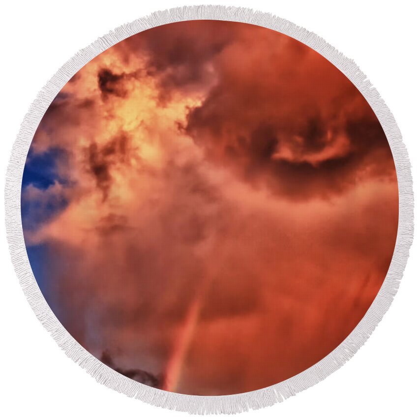 Strange Round Beach Towel featuring the photograph Eye of the Storm by Beth Sargent