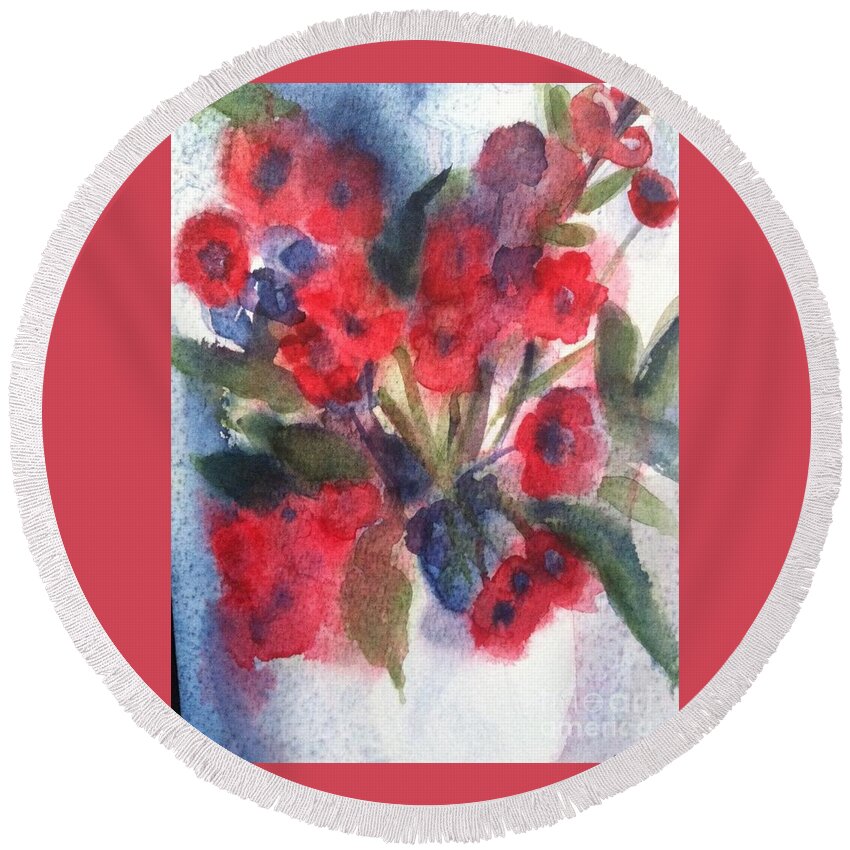 Orchards Round Beach Towel featuring the painting Faded Memories by Sherry Harradence