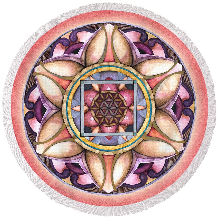 Mandala Art Round Beach Towel featuring the painting Faith Mandala by Jo Thomas Blaine