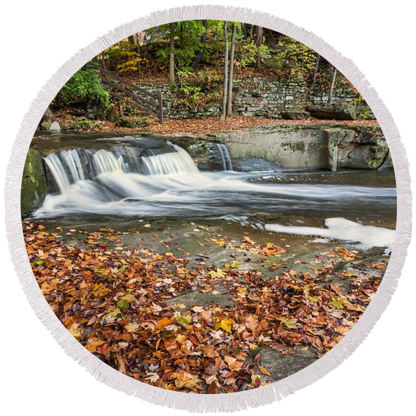 Waterfalls Round Beach Towel featuring the photograph Fall By The Falls by Dale Kincaid