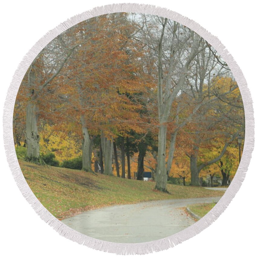 Fall Round Beach Towel featuring the photograph Autumn Day in NE Ohio by Valerie Collins