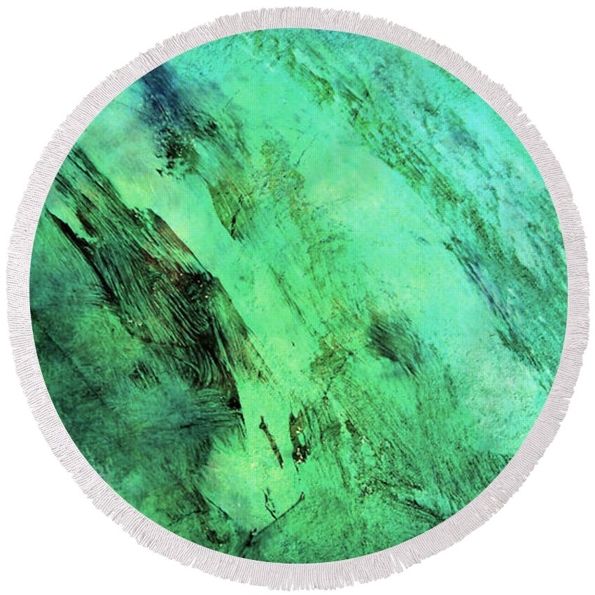 Peaceful Round Beach Towel featuring the mixed media Fallen by Ally White