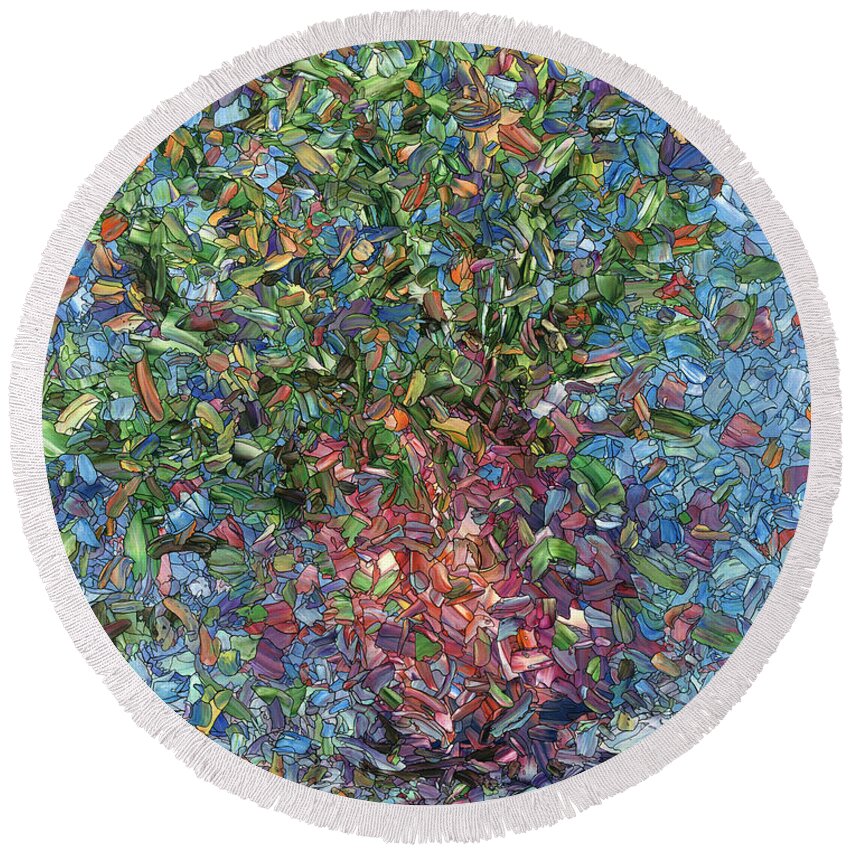 Flowers Round Beach Towel featuring the painting Falling Flowers by James W Johnson