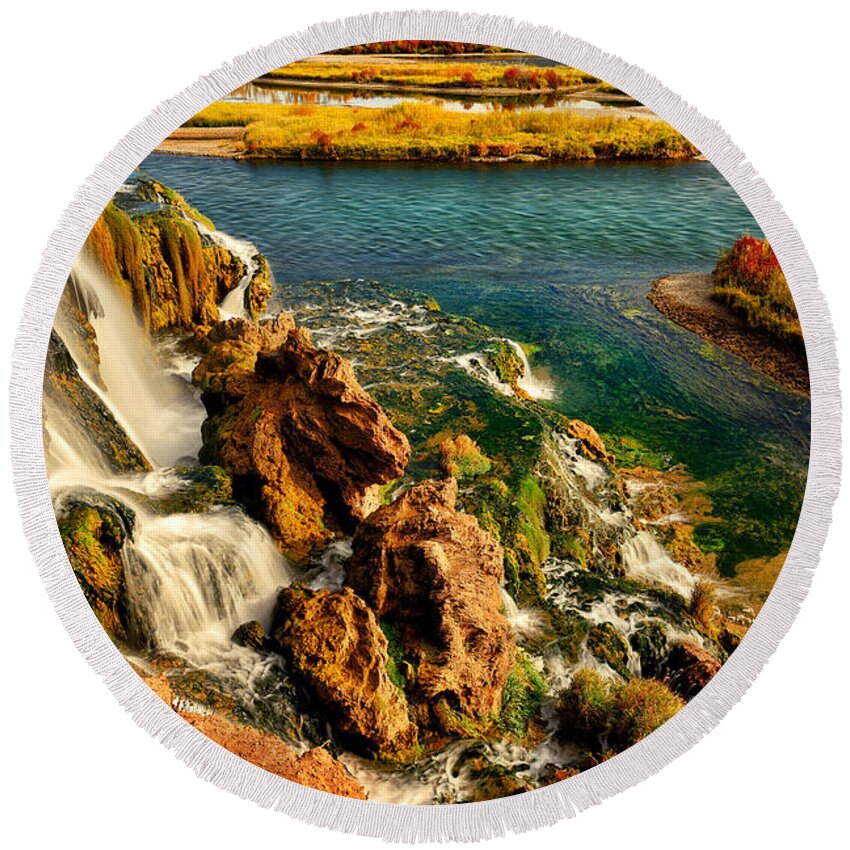 Falls Creek Round Beach Towel featuring the photograph Falls Creek Waterfall by Greg Norrell