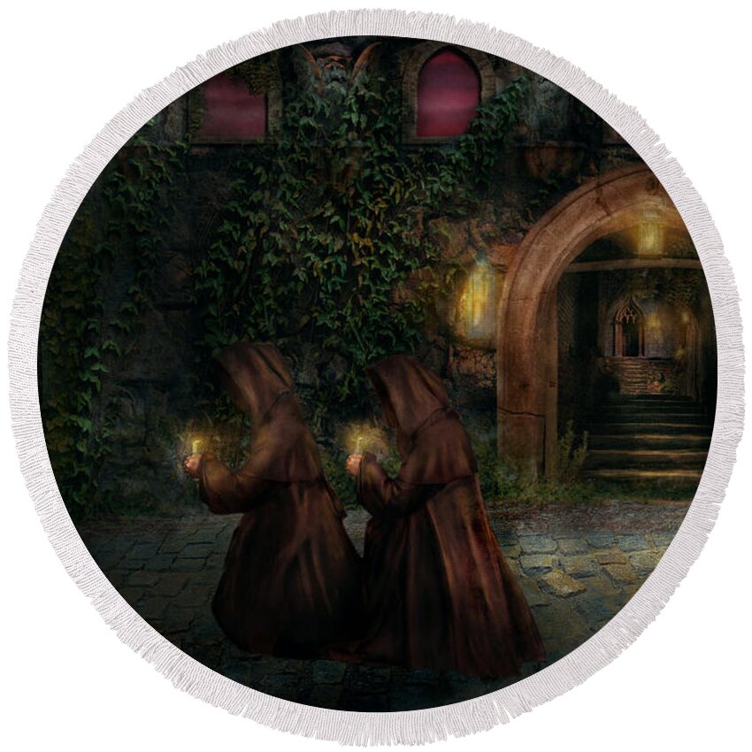 Witch Round Beach Towel featuring the photograph Fantasy - Into the night by Mike Savad